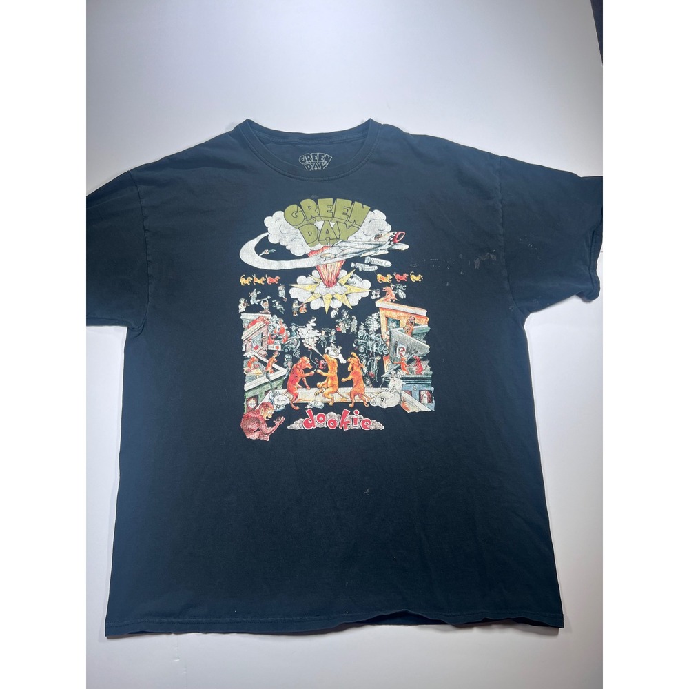Green Day Dookie Graphic T-Shirt Mens Large Black 90s Punk Rock Album Band Tee